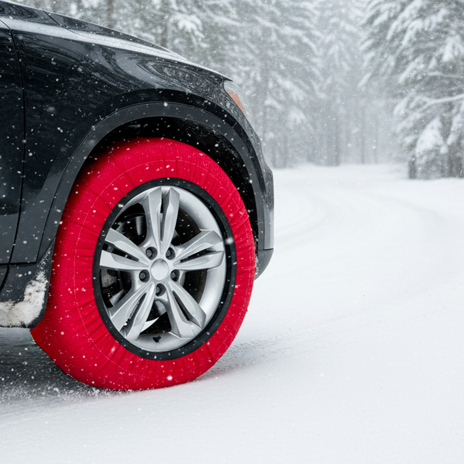 Calze da Neve Omologate EN 16662-1 Per Auto SUV Coppia di Catene Tessili Antisdrucciolo per Pneumatici R13-R18 Facili da Montare Con Guanti e Borsa S