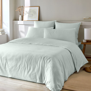 Parure housse de couette unie 100% coton - bamora - vert menthe