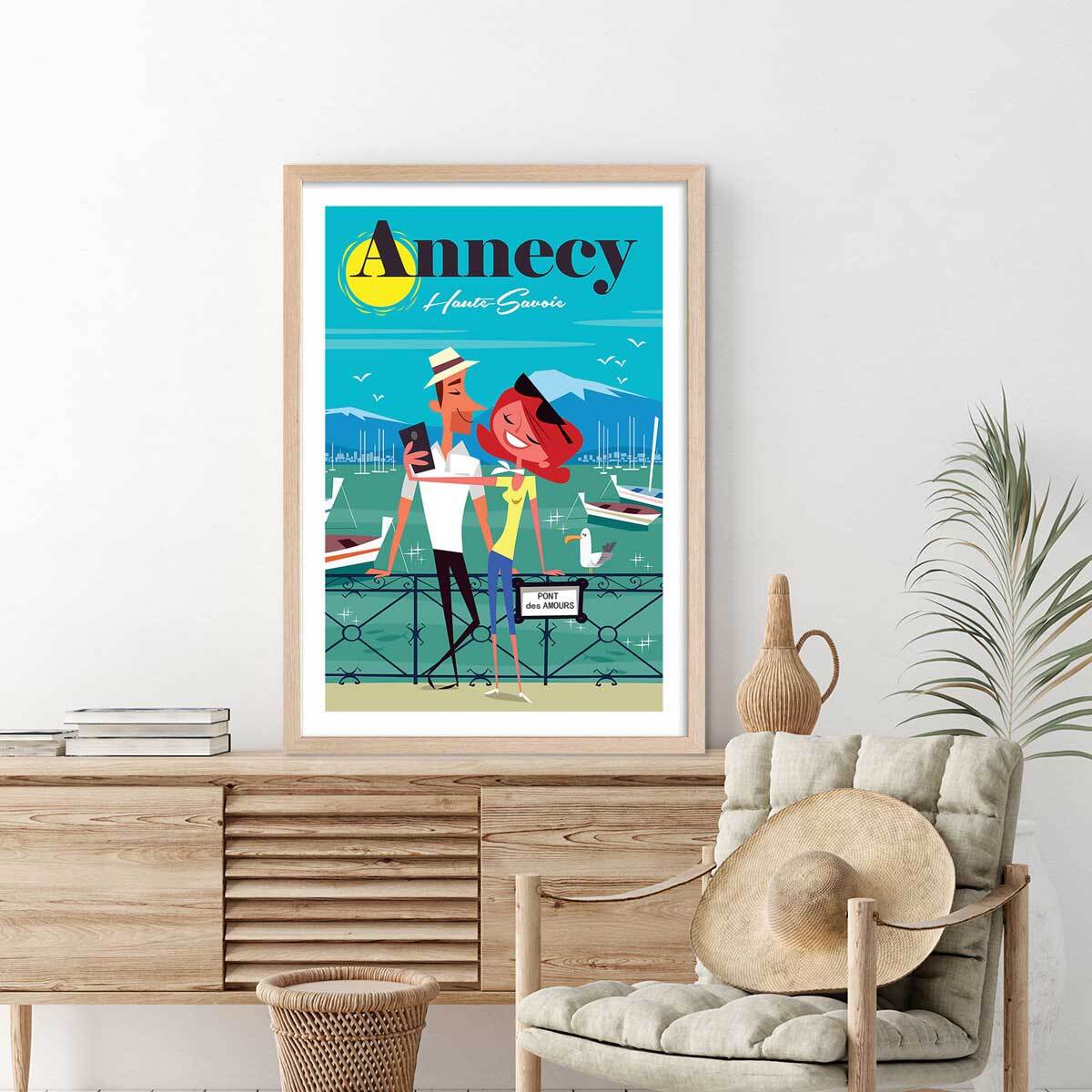 Affiche Le pont des amours Affiche sous cadre bois