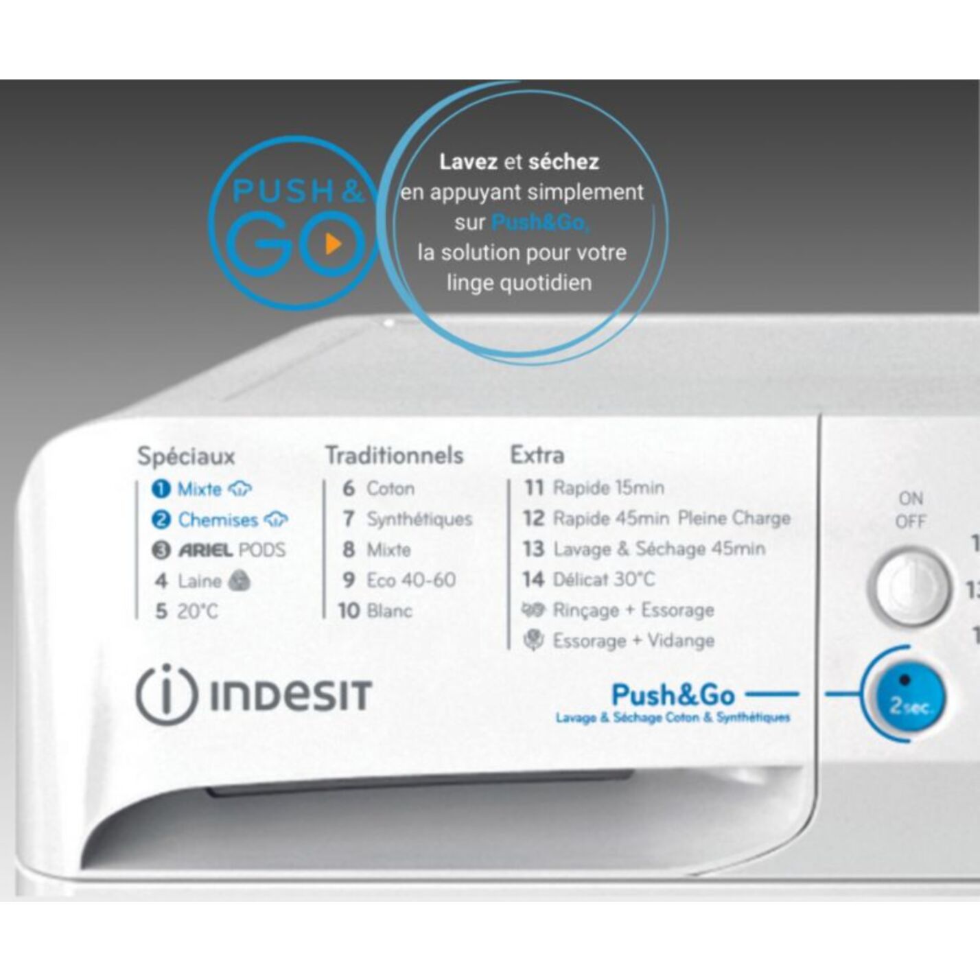 Lave linge séchant hublot INDESIT BDE96435WKVFR - 9/6 kg - 1400 tr/min - Classe D - Moteur induction