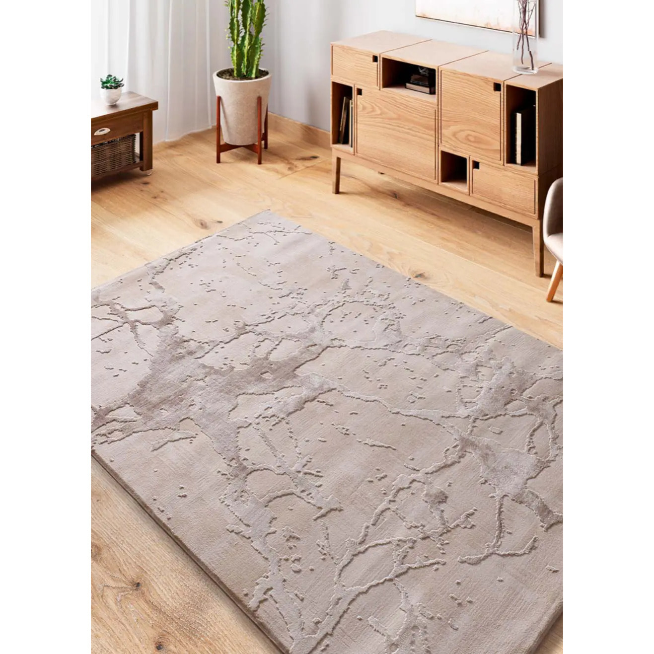 ORIS Alfombra efecto marmol con relieve beige, varias medidas disponibles.