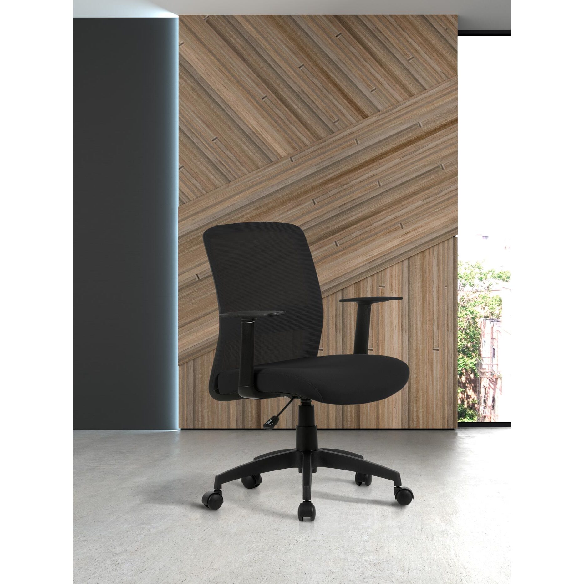 Silla de estudio Devon tela negro 94x61x59 cm