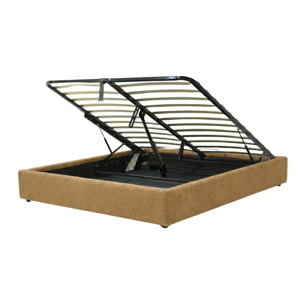 Lit coffre Futura | Ouverture électrique avec télécommande | Espace de stockage jusqu'à 900 L | Bouclette | Camel