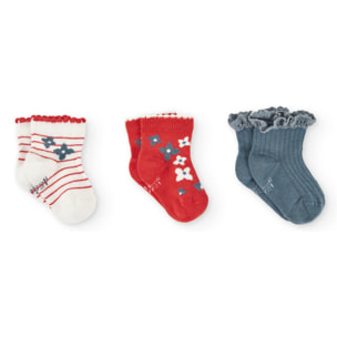 Pack calcetines para niña estampados de color rojo