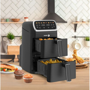 Friteuse à air chaud Air fryer double panier 8L 2600W Noir Fagor FG7503