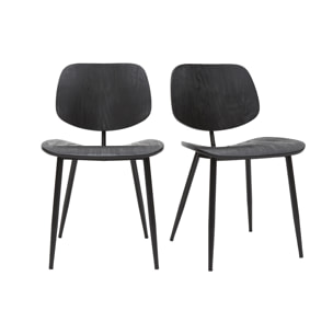 Chaises design noire en bois noir et métal (lot de 2) TOBIAS