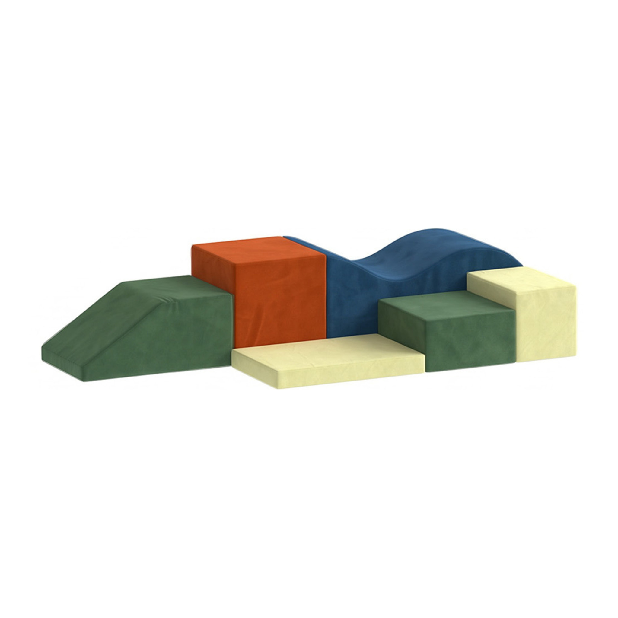 Parcours motricité 6 pièces variées tissu velours multicolore
