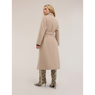 Motivi - Cappotto cinturato in drap misto lana - Beige