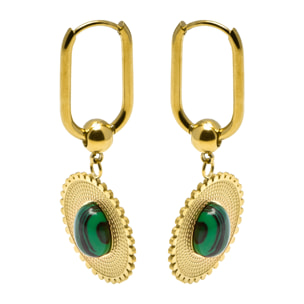 Pendientes de Malaquita acabados en oro amarillo de 18K- Elknu