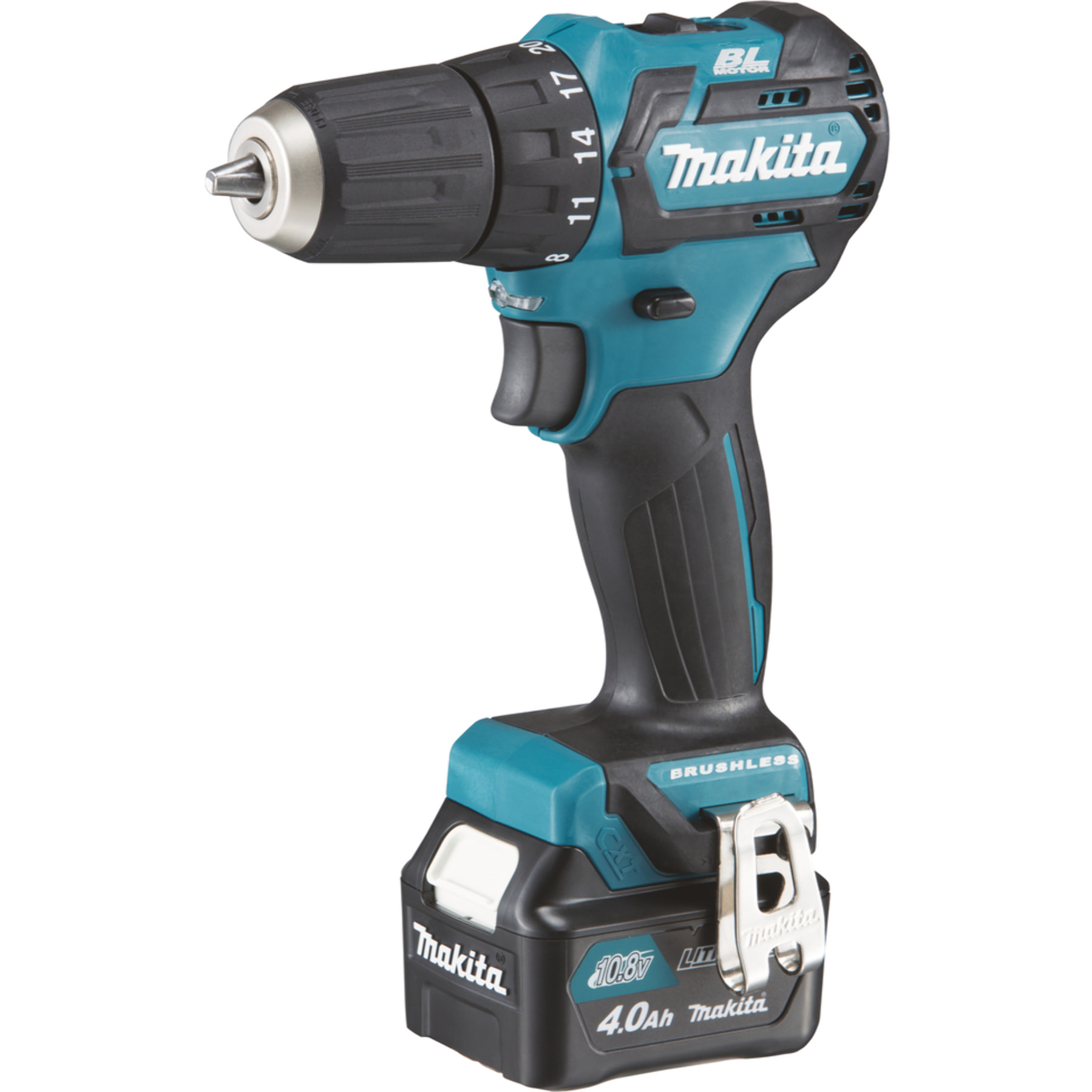 Taladro atornillador 12 V CXT Li-Ion 4 Ah Ø 10 mm MAKITA - 2 baterías, cargador, caja - DF332DSMJ