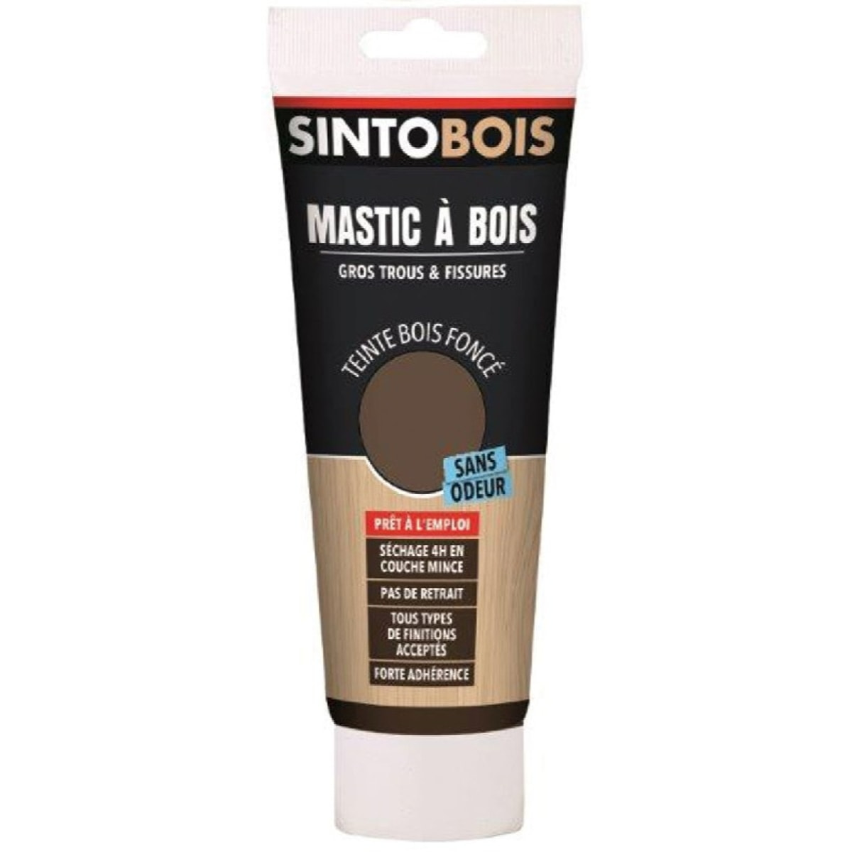 Mastic à bois Prêt à l'emploi SINTOBOIS - Bois Foncé - Tube 400 g - 39600