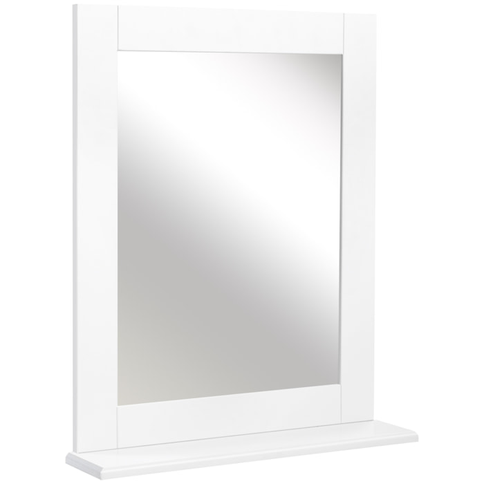 Espejo de Baño 50x11,5x60 cm con Estante de Almacenaje y Marco de Madera Blanco