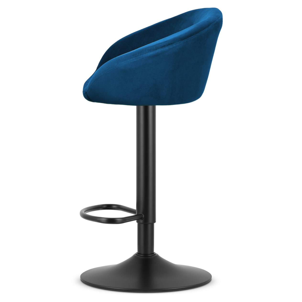 Set di 2 sgabelli bar East in velluto blu e metallo nero