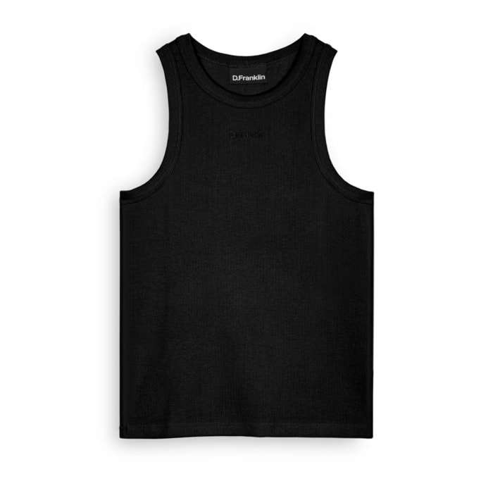 Camiseta Mujer sin Mangas Rib Tank Top Negro