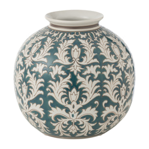 J-Line vase Victoria Rond - porcelaine - vert/blanc - Ø 26 cm
