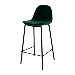 Lot de 2 chaises pour îlot central 65 cm en velours vert foncé - Henrik