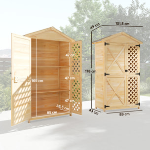 Armario de Exterior de Madera Caseta Jardín Exterior con Techo de Asfalto 2 Puertas Ventiladas con Pestillo 2 Estantes Extraíbles Cobertizo de Jardín para Almacenaje Herramientas Natural