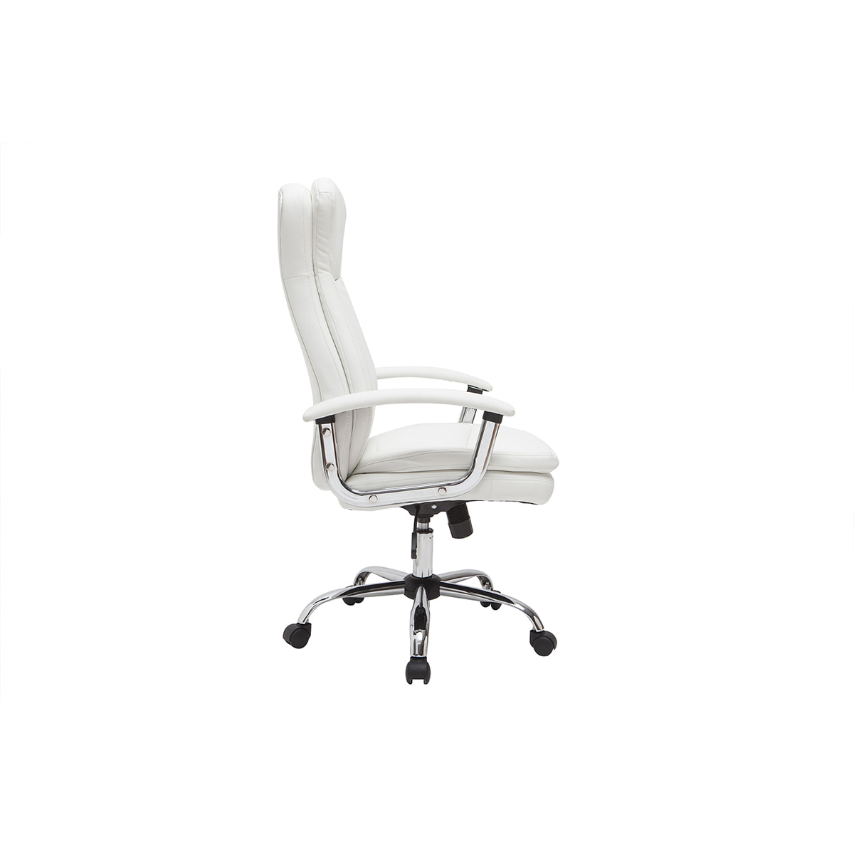 Fauteuil de bureau à roulettes design blanc et acier chromé WALL STREET