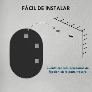 Espejo de Baño Ovalado 60x90 cm con Marco de Aluminio Espejo de Pared Decorativo Horizontal o Vertical para Salón Entrada Pasillo Plata