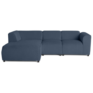Suaro - Canapé modulable d'angle gauche 4 places en tissu texturé - Bleu