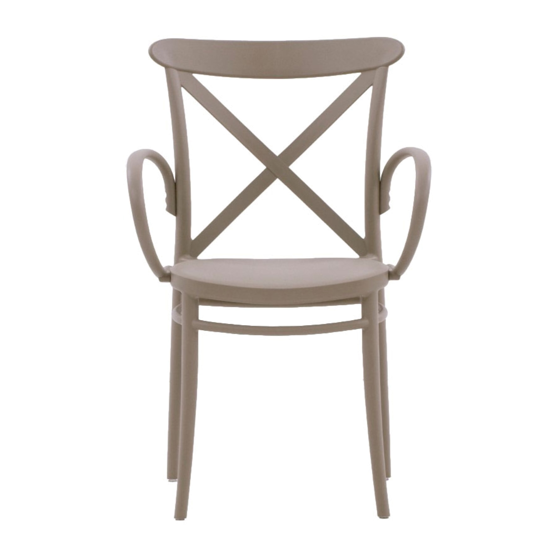 Set di 2 sedie RIO in polipropilene tortora con braccioli, impilabili