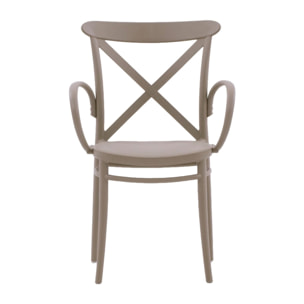 Set di 2 sedie RIO in polipropilene tortora con braccioli, impilabili