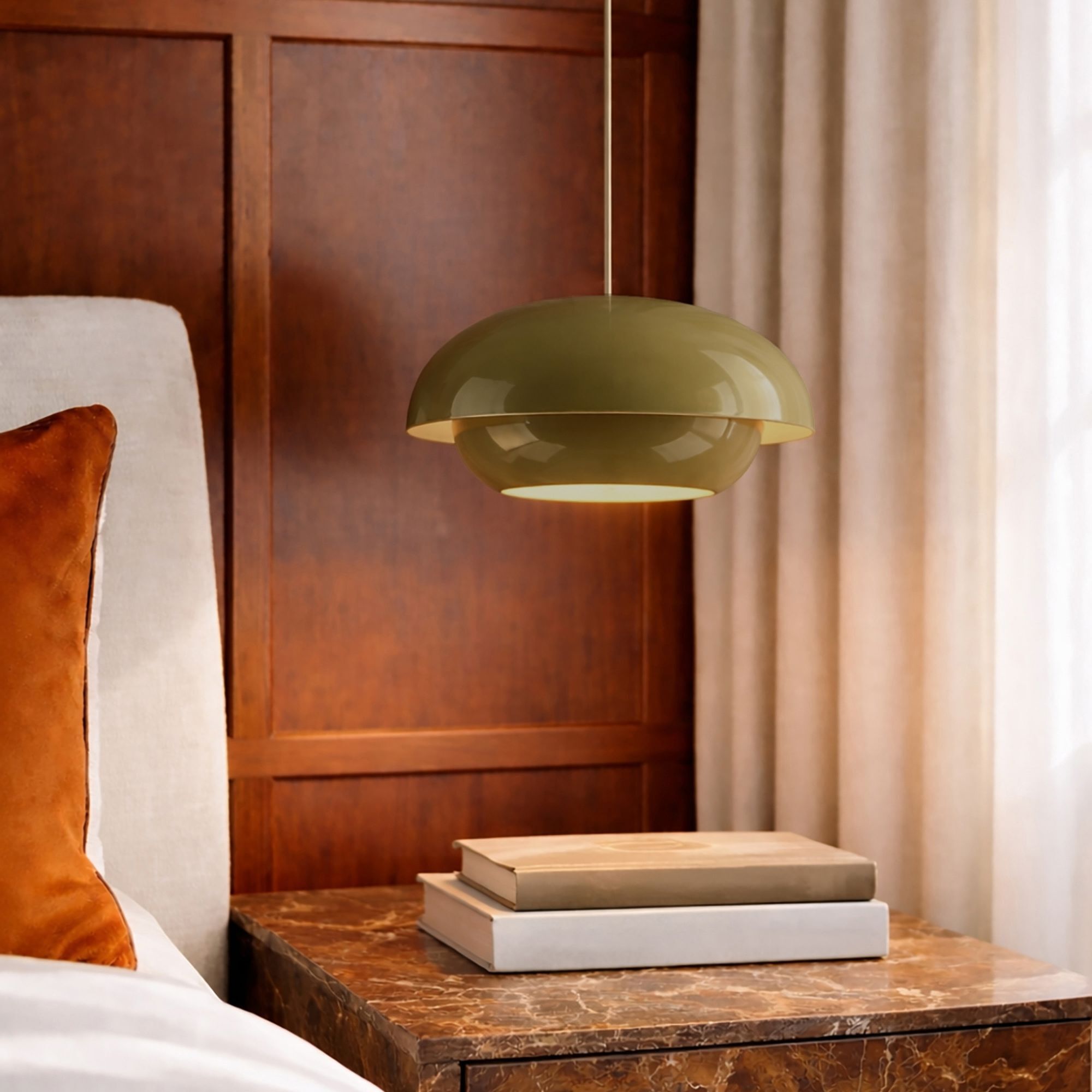 Suspension ronde en métal verte CHLOE