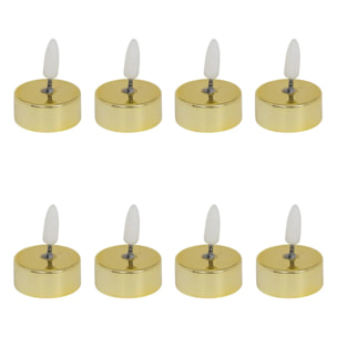 Lot de 8 bougies LED chauffe-plats D.5,5cm métal doré