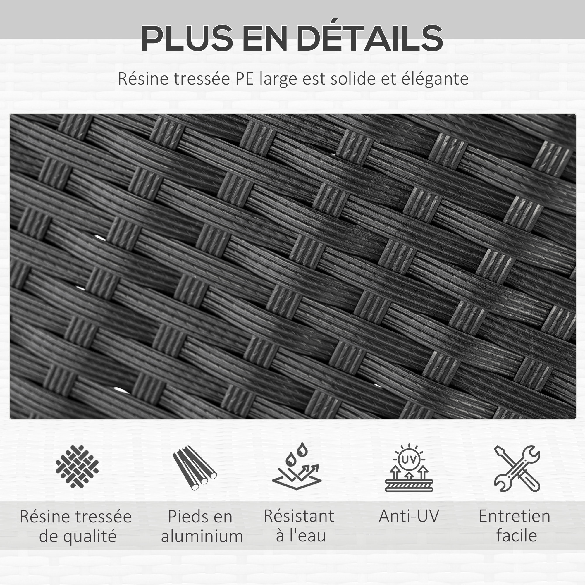 Salon de jardin 6 personnes – Table à manger – Fauteuils inclus