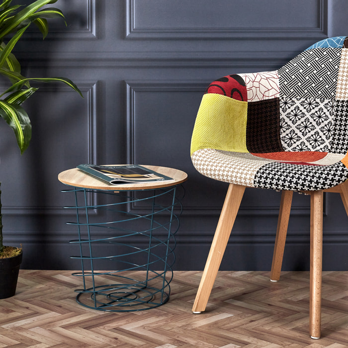 Table Filaire Bois Et Metal Cyclone Bleu