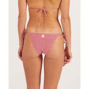 Braga de bikini brasileña con lazos de cuadros vichy