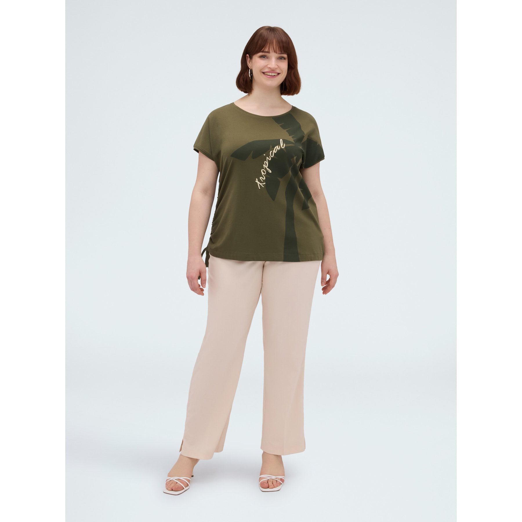 Fiorella Rubino - Camiseta de jersey con estampado y bordado - Verde militare