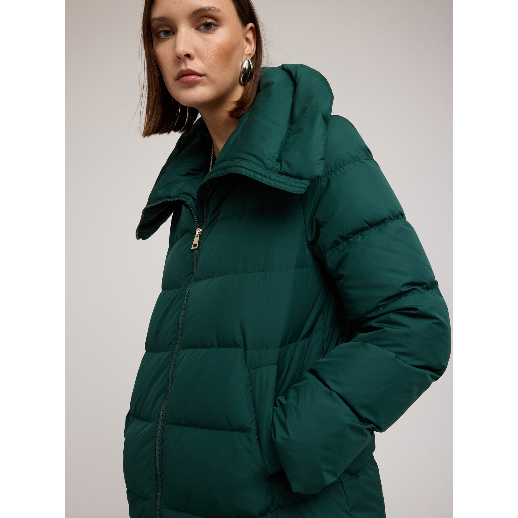 Motivi - Plumífero largo con cuello amplio - Verde