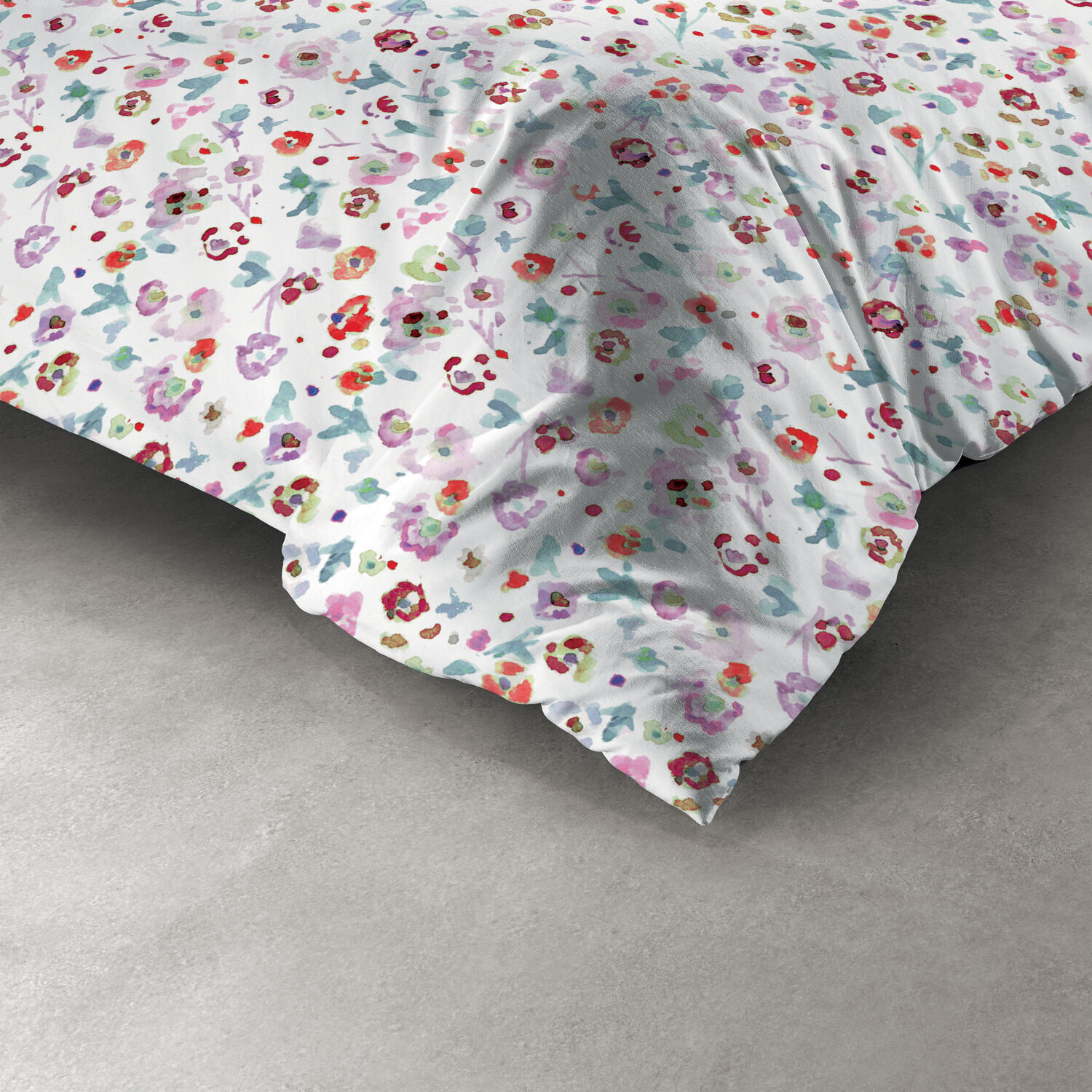 Parure de couette 3pcs 100% microfibre motif floral - blanc