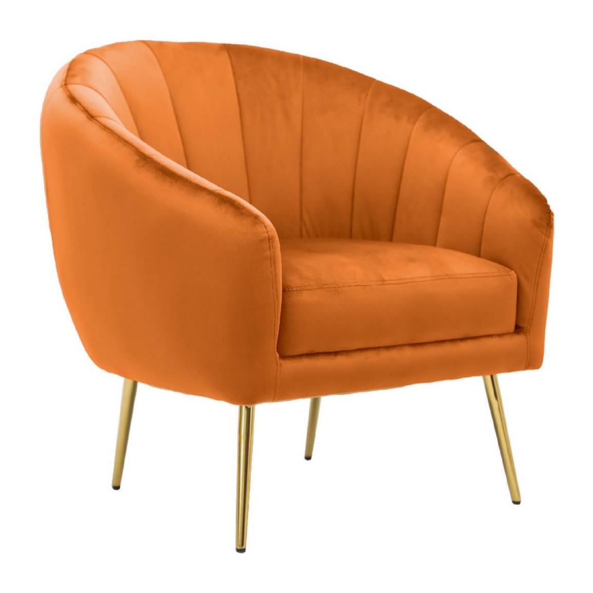 Poltrona design da salotto luxury in velluto arancio