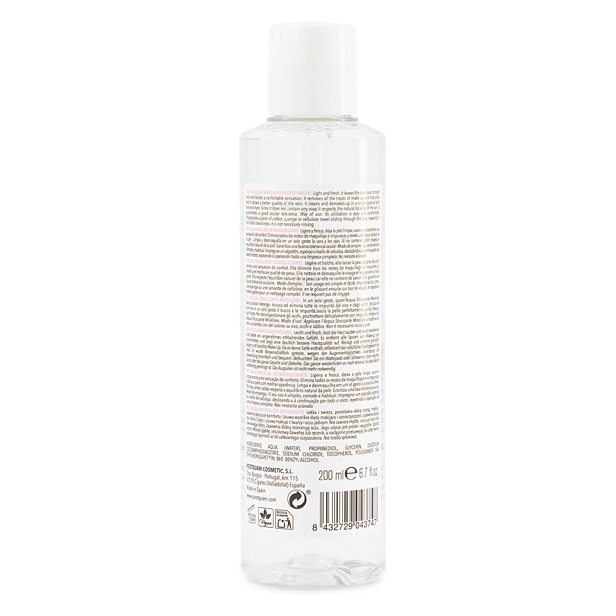 Agua facial micelar limpiadora 200 ml.