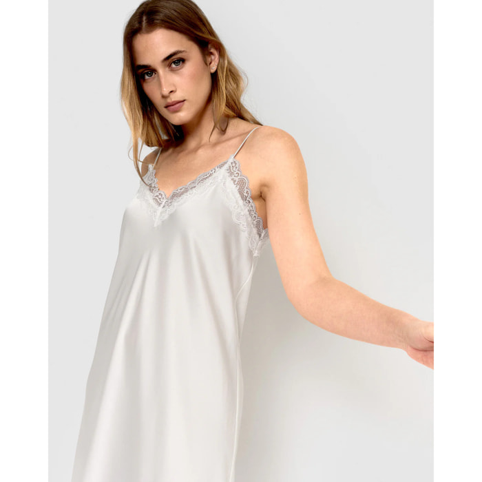 Camisón midi satén natural