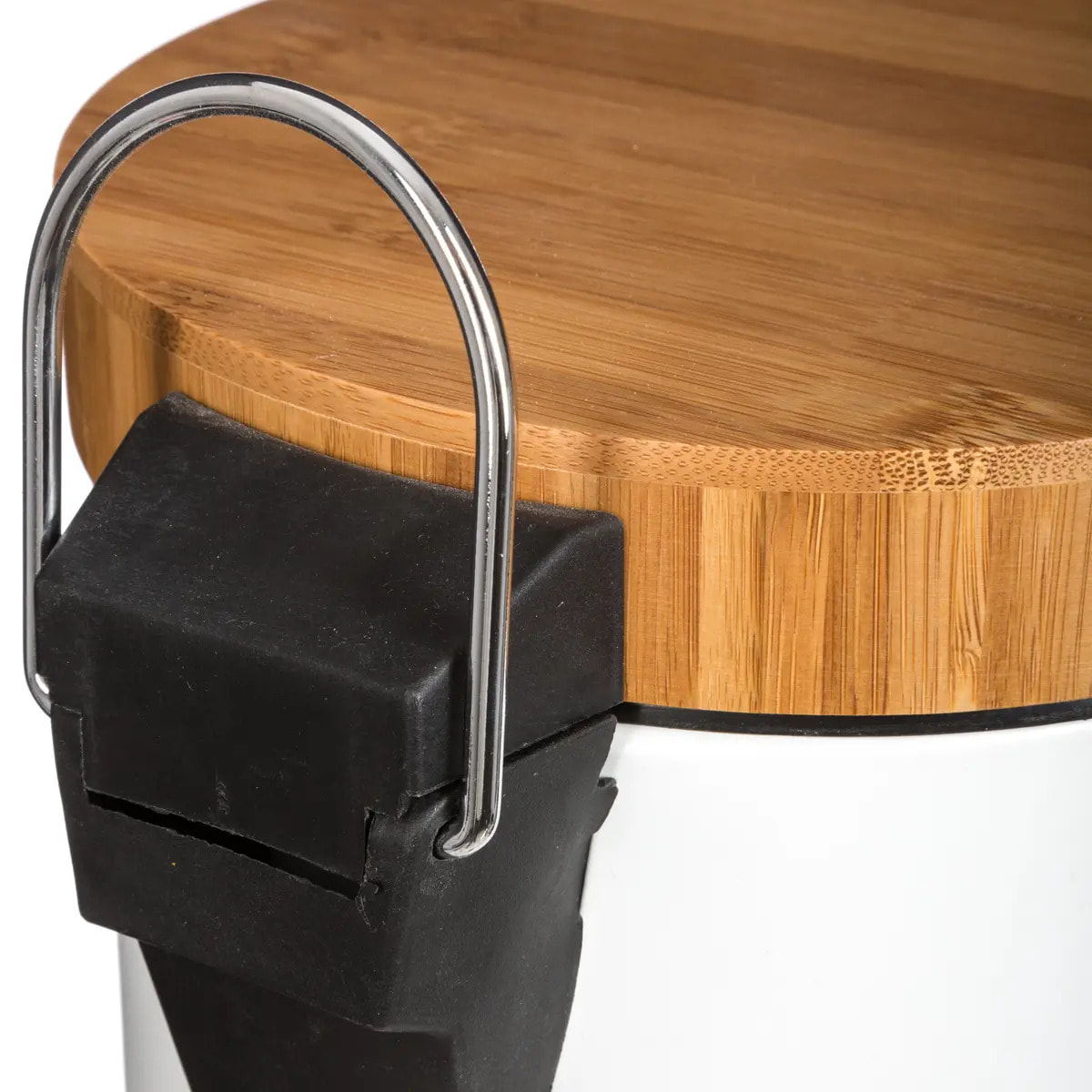 Poubelle à couvercle bambou 3L "Naturéo" blanc