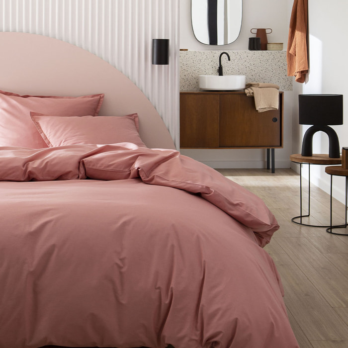 Housse de couette unie en coton, Made in France, TOUT DOUX , Rose Solaire
