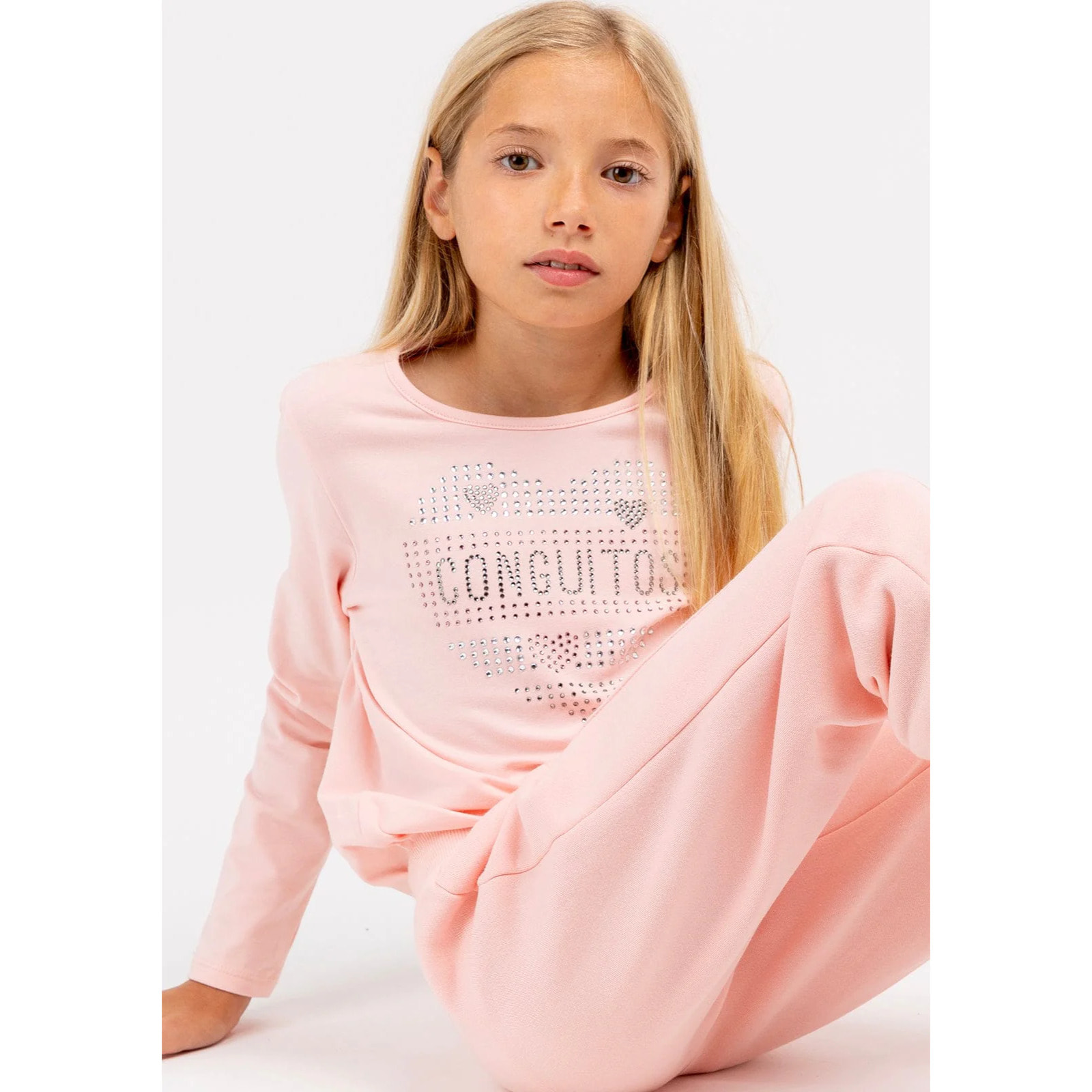 Camiseta Strass Rosa Corazón de Niña