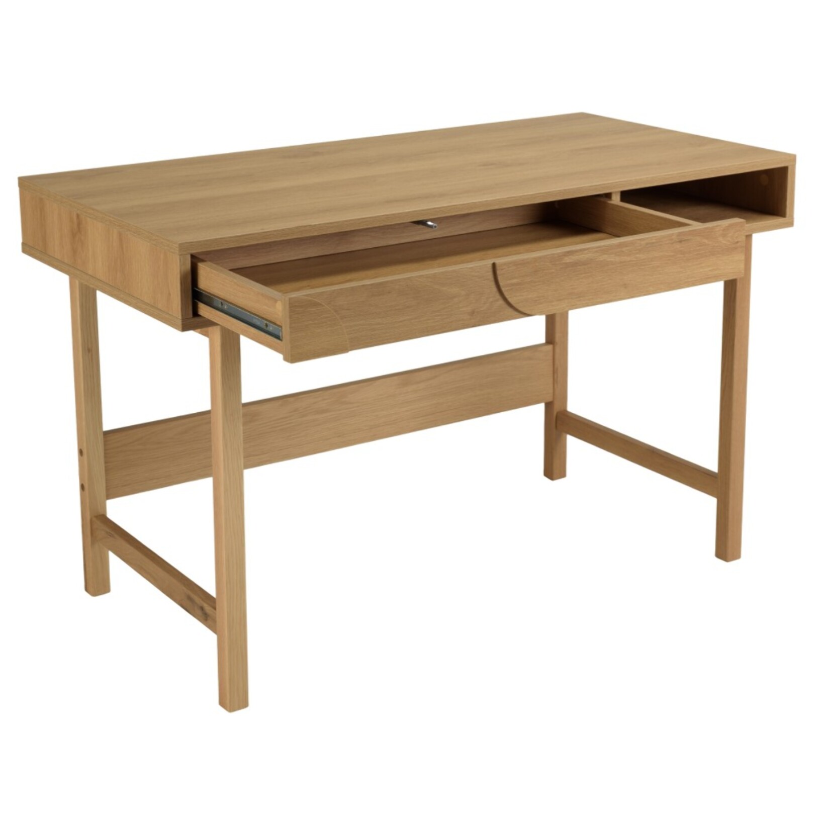 ETHAN - Bureau bois 1 tiroir décor motif arrondi couleur naturelle