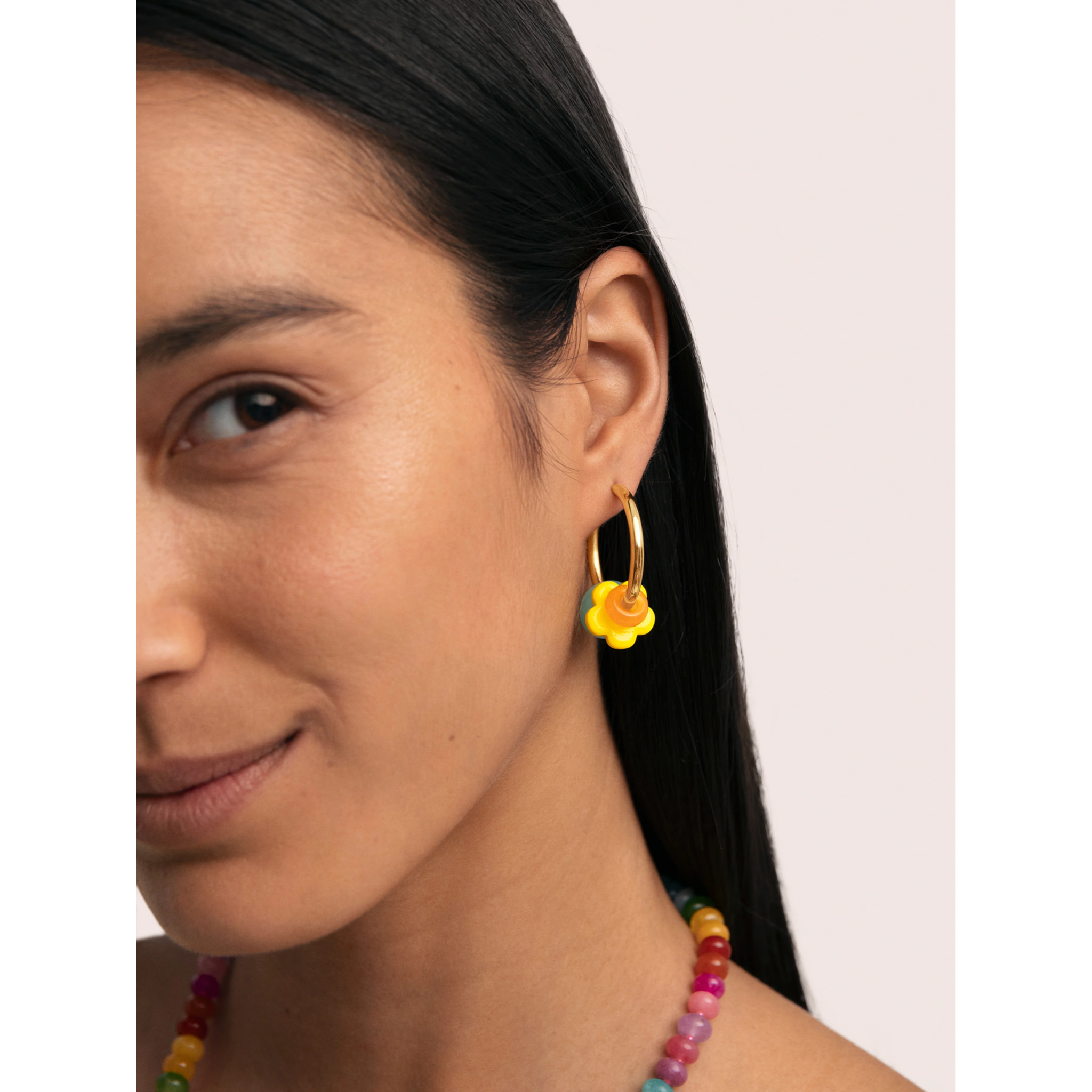 Pendientes Aro Carmen True Flower Colors Acero Baño Oro