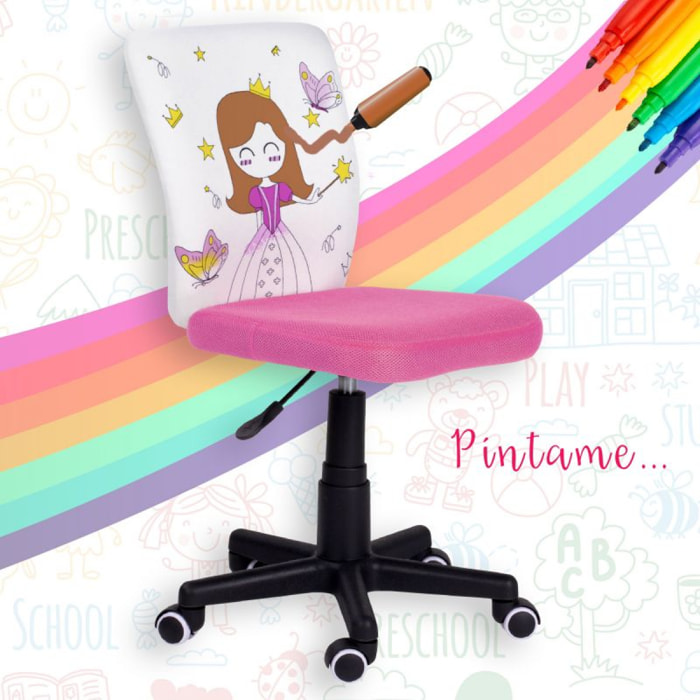 Silla de estudio infantil Píntame Rosa - Blanco