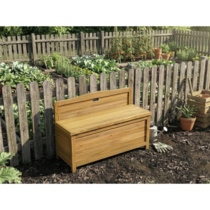 Banc coffre de jardin en bois "Ben" - 90 x 33 x 60 cm - Marron