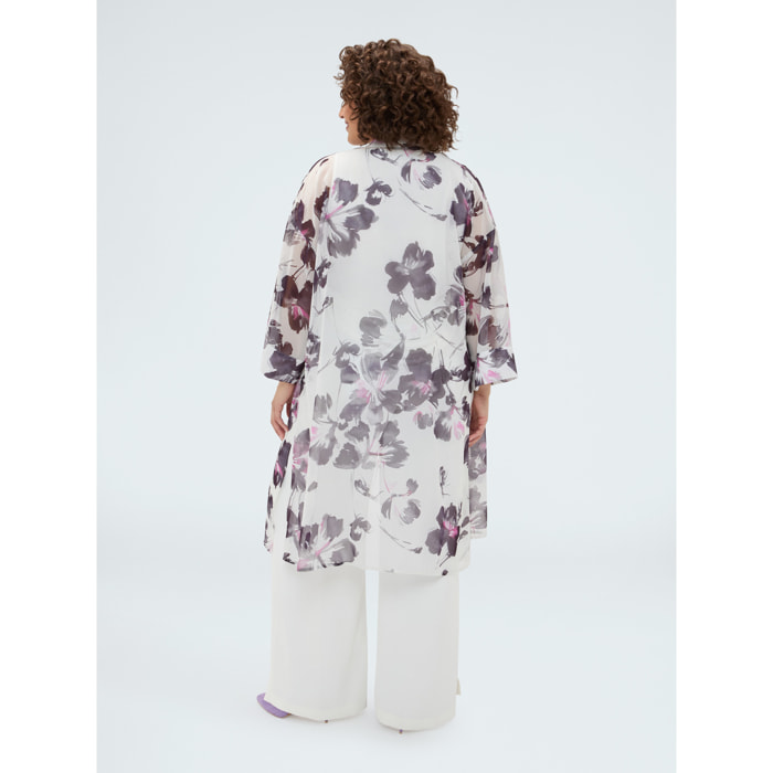 Fiorella Rubino - Caftán de georgette con estampado floral - Blanco
