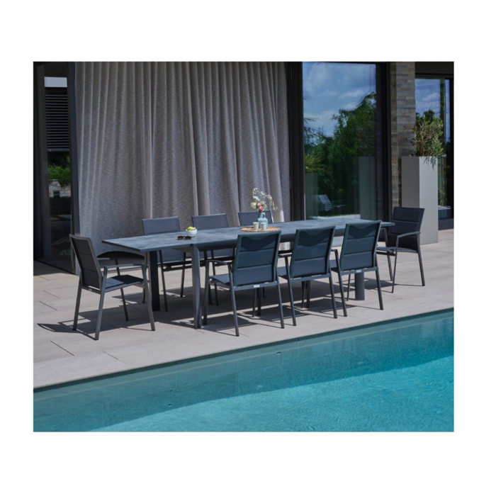 PORTLANDINA - Ensemble table et fauteuils de jardin  - Gris anthracite