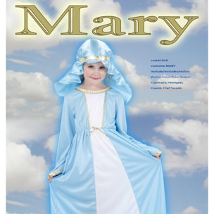 Abito Vergine Maria Costume Bianco Azzurro Bambina