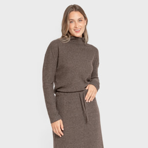 Jersey cuello subido rib canalé mujer