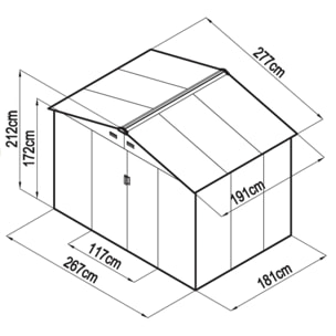 Abri de jardin métal anthracite 4,83 m² + kit d'ancrage