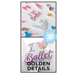 PACK 24 Uds. PEGATINAS STICKERS RELIEVE DISEÑO BALLET